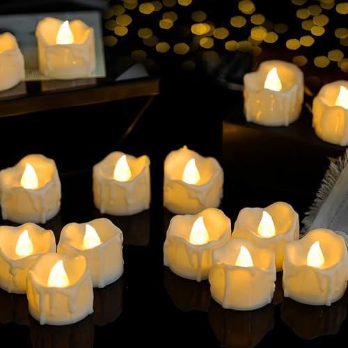 flintronic Candele a LED, 24 Lumini Candele LED, Candele Senza Fiamma con Batterie Adatte per Decorazione di Casa Camera Natale Pasqua Festa Di Matrimonio,Acceso fisso
