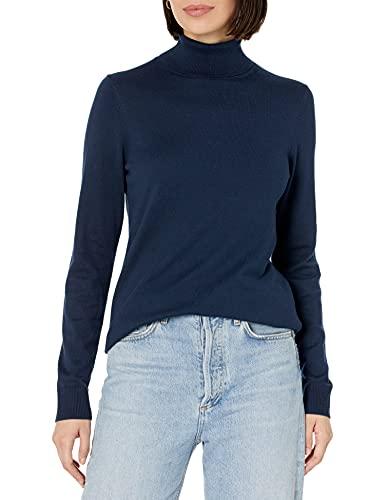 Amazon Essentials Maglione A Collo Alto E Maniche Lunghe Leggero con vestibilità Classica (Taglie Forti Disponibili) Donna, Blu Marino, L