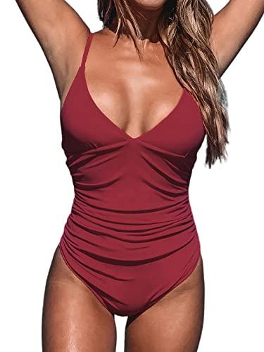 CUPSHE Costume da Bagno Intero concon Scollo a V e Schiena Scoperta, L