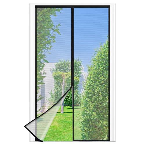 Zanzariera Magnetica per Porte, 90 x 240 CM - Nero Rete Fine, Tenda Totalmente Magnetiche,si Chiude da Sola, Zanzariera Porta Finestra Larghezza Superiore Aumentare a 3,8 CM