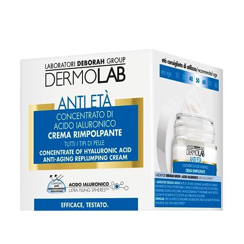 Dermolab - Crema Viso Rimpolpante Antietà con Concentrato di Acido Ialuronico, per Tutti i Tipi di Pelle, Effetto Filler, Idrata e Restituisce Elasticità, Azione Antiossidante, 50 ml