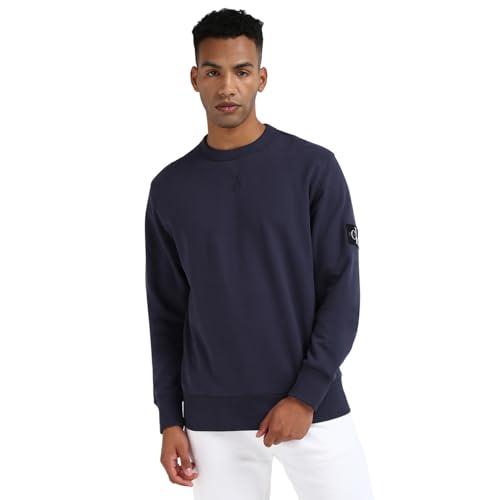 Calvin Klein Felpa Uomo Badge Crew Neck Senza Cappuccio, Blu (Ink), XS