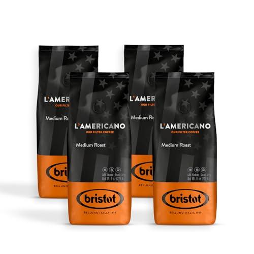 Bristot: L’Americano Medium Roast - Miscela Per Caffè Americano Dal Brasile e Sud Est Asiatico. Con Note Di Cioccolato, Spezie E Cacao. - 4 confezione da 226gr (904gr)