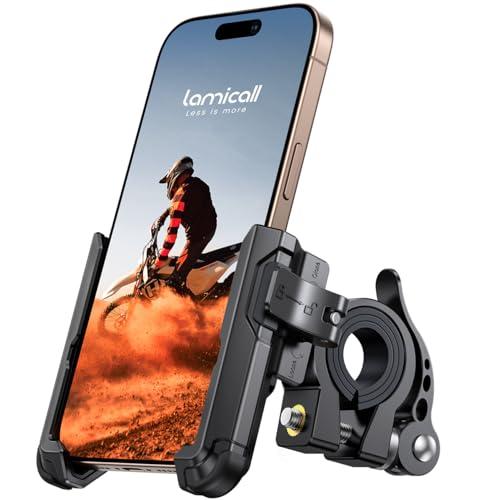 Lamicall Supporto Telefono Bicicletta - [No Blocca la Telecamera] 360° Rotazione, Porta Cellulare Moto Universale, Fissaggio e Rimozione Rapido, per iPhone 16/15/14/13/12 e 4,7-7