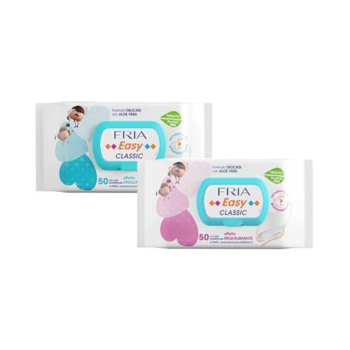Carta Igienica Umidificata - Formula Lenitiva con Camomilla e Aloe - Formula Delicata con Aloe e Camomilla - Tessuto Biodisgregante - Formato: 50 Salviette Umidificate - FRIA CLASSIC