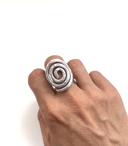 Generico Anello grande a spirale in filo di aluminio massiccio, leggero e flessibile,analergico