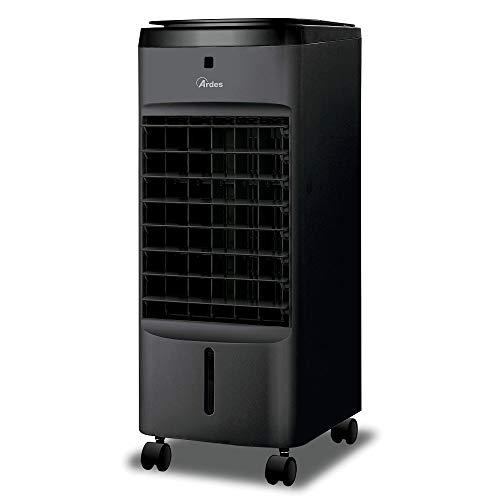 Ardes AR5AMR08 Penny Raffrescatore Evaporativo d'Ambiente con Ruote Digitale Timer e Telecomando capacità Serbatoio 4 L, Nero