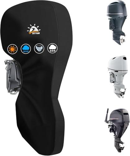 Zettum Copertura per Motore Fuoribordo da 250 a 300 HP, 600D Oxford Motore Fuoribordo Copertura Avvolgente per Mercury, Impermeabile e Resistente Copertura Protettiva per Motore Rivestimento UV