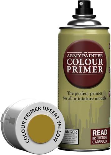 The Army Painter, Colour Primer Desert Yellow, 400 ml Vernice per Plastica Gialla - Modellismo per Miniature Fantasy, D&D e Warhammer