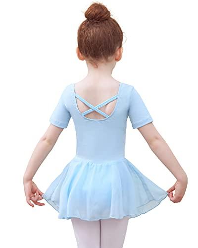 Tancefair Ragazza Vestito da Balletto Body Danza Tutu da Balletto Leotard Vestito Ginnastica Manica/Lunga Corta Ballet Outfit con Chiffon Gonna