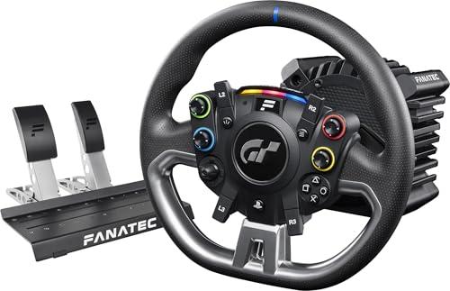 FANATEC Volante, Base e Pedali con Licenza Ufficiale Gran Turismo DD Pro PlayStation® Sim Racing – Volante Polyphony Digital, 5 Nm FluxBarrier Direct Drive, Set di 2 Pedali per PC, PS5, PS4