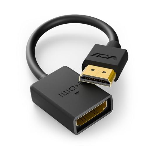 VCE Prolunga HDMI Maschio-Femmina Alta Velocità, 14 cm, Cavo Corto Adattatore 4K, per TV Stick e Dispositivi HDMI, 1 Pezzo