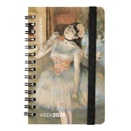 HALTADEFINIZIONE - Agenda Settimanale 12 Mesi, Agenda 2026 con Copertina Stampata con un'Opera d'Arte, Chiusura ad Elastico, Doppio Segnalibro e 352 Pagine, 9x13h cm, Ballerina