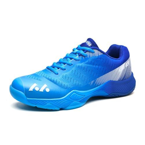 clofab Scarpe da badminton da uomo e donna, scarpe da allenamento per campi da interni, antiscivolo, leggere, per tennis, squash, pallavolo, pallamano, Blu 1, 42 1/3 EU