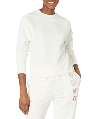 Amazon Essentials Felpa da donna a maniche lunghe con scollo rotondo dalla vestibilità comoda (disponibile in taglie forti), bianco uovo, S
