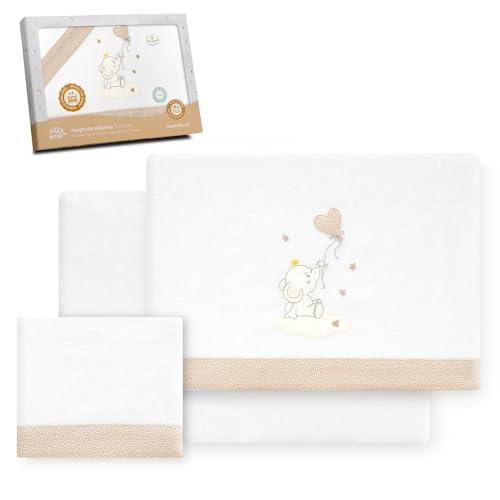 Interbaby - Set di lenzuola per lettino 60 x 120 cotone 100% | lenzuolo per lettino in flanella, caldo, morbido, con lenzuolo con angoli, piano di lavoro e federa per cuscino | ideale per l'inverno |