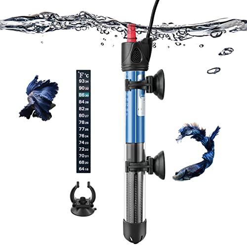 PYPABL Riscaldatore per Acquario 25W 50W 100W 300W, Riscaldatore Sommergibile in Vetro per Acquari da 5L-300 Litri per Pesci e Tartarughe (25W)