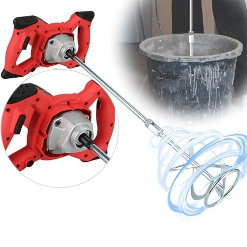 Agitator - Miscelatore per cemento industriale, 2100 Watt, 2 marce, avviamento morbido, con agitatore per malta e paletta per cemento