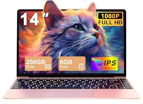 PC Portatile Win11 Pro Computer Portatile Notebook 14 Pollici 6+256GB SSD Expansion 1TB, 5000mAh Laptop Celeron N4020 fino a 2.8GHz, 5G WiFi BT4.2 Supporto Mouse Wireless & Protezione Tastiera-Oro
