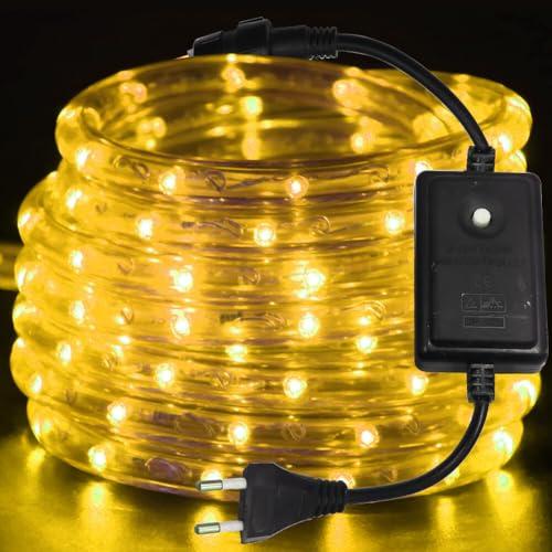 HEGEHE - 220V Striscia LED da esterno [2m, Giallo], IP67 Impermeabile Flessibile, 36 LEDs/m Tubo LED da interno, Illuminazione a 360°, Decorazione per casa e negozio