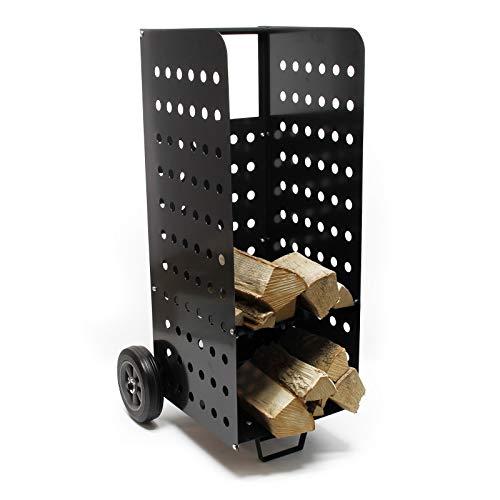 Wiltec Carrello portalegna da camino XL 53x36x106 cm, con ruote in gomma piena, per trasporto legna da ardere