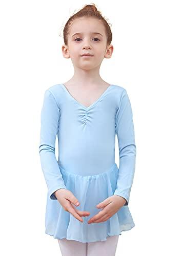 Tancefair Ragazza Vestito da Balletto Body Danza Tutu da Balletto Leotard Vestito Ginnastica Manica/Lunga Corta Ballet Outfit con Chiffon Gonna