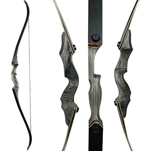 Huntingdoor Arco da 60 Pollici Takedown Arco ricurvo Arco Destro Riser 30 40 50 lbs con Corda per tiro a Segno (50lbs)
