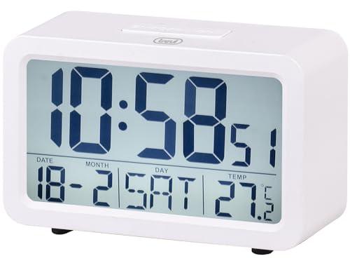 Trevi SLD 3P60 Orologio Digitale con Grande Display Retroilluminato e Termometro, Sveglia Programmabile, Funzione Snooze e Funzione Timer, Bianco