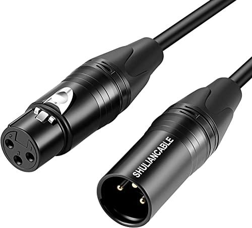 SHULIANCABLE Cavo XLR Bilanciato, Cavo per Microfono Professionale, 3 Pin XLR Maschio a XLR Femmina per Mixer Audio, Alimentazione Phantom, Registratore, Amplificatore, Macchina Fotografica ecc (3M)