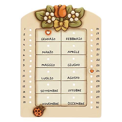 THUN - Calendario perpetuo da Parete Country - con Coccinella Portafortuna - Ceramica - 22 cm h - Linea I Classici