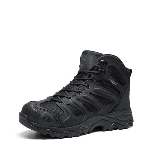NORTIV 8 Stivali da Trekking da Uomo Escursionismo All'aria Aperta Scarpe da Trekking Scarponi Scarpe da Arrampicata Alpinismo,Size 42,Tutto Nero,160448_M-E