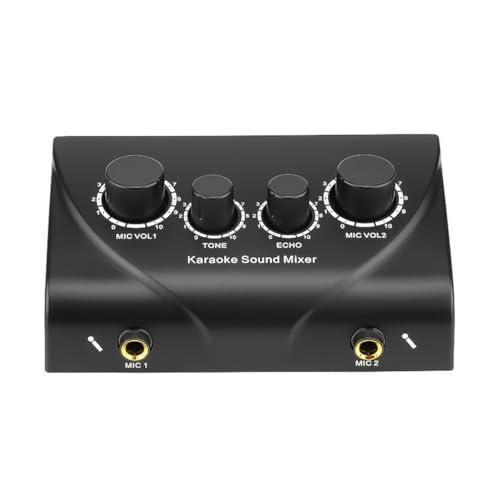 WANGCL Mixer portatile per karaoke 2 ingressi microfono audio digitale suono karaoke mixer eco per intrattenimento per feste in famiglia