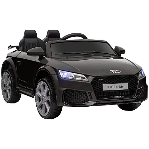 HOMCOM Macchina Elettrica per Bambini 3-5 Anni 12V 3Km/h Licenza AUDI TT, Auto Elettrica per Bambini con 2 Motori, Telecomando 2.4G, Clacson, Musica e Fari LED, Nero