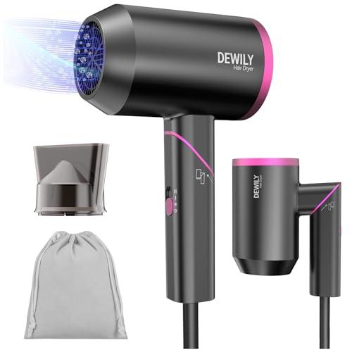 Mini Phon Capelli da Viaggio Potente - asciugacapelli ionico, Maneggevole e Compatto, 1800W, Manico Pieghevole, 3 Temperature, Fono Capelli Ionico portatile