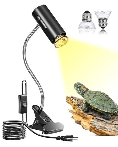 BrightArk Lampada Riscaldante uvb Tartarughe con 2 Lampadine UVA/UVB da 50W Regolabili a 360° Lampada per Anfibi Adatto per Tartaruga, Ragno, Lucertola, Serpente, Anfibi, Cockatoo, Chameleon