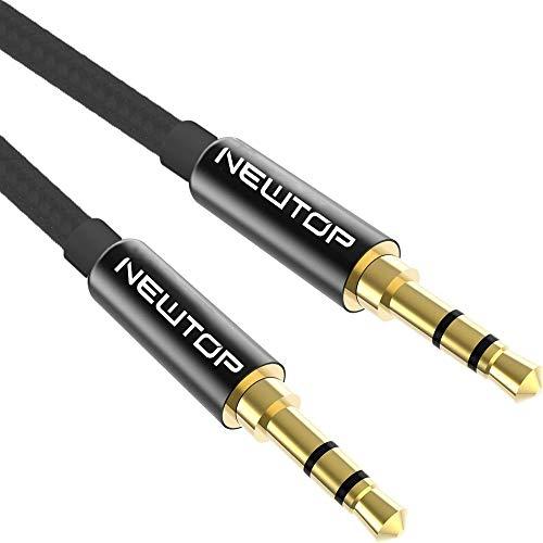 Newtop Cavo AUX05 Audio Stereo 1 metro Maschio Maschio Jack 3,5mm AUX Compatibile per Cuffie Auto Macchina Smartphone Autoradio (Nero)