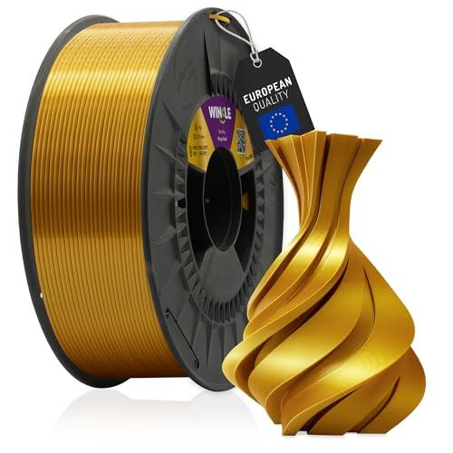 WINKLE Filamento PLA Silk 1.75mm Oro King, Bobina da 300g, Filamento per Stampante 3D FDM, Precisione Dimensionale +/- 0.05mm, Materiale Biodegradabile Facile da Stampare, Finitura Seta