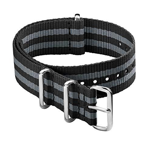 Archer Watch Straps - Cinturini NATO in Nylon Classici (Nero e Grigio, 20mm)