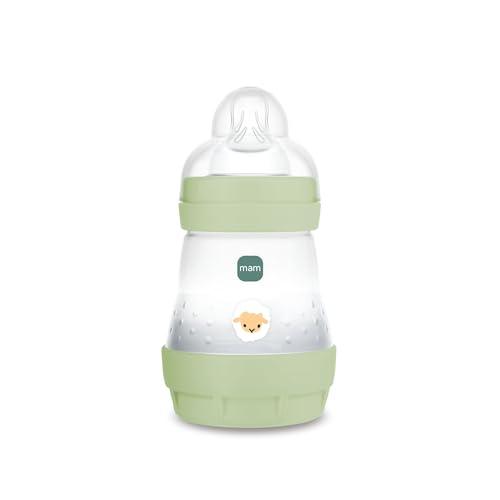 MAM Biberon Easy Start 160 ml, Biberon anticolica per allattamento misto che riduce le bolle d'aria e il rischio di coliche, Accessori neonati autosterilizzanti e con tettarella misura 1, Verde
