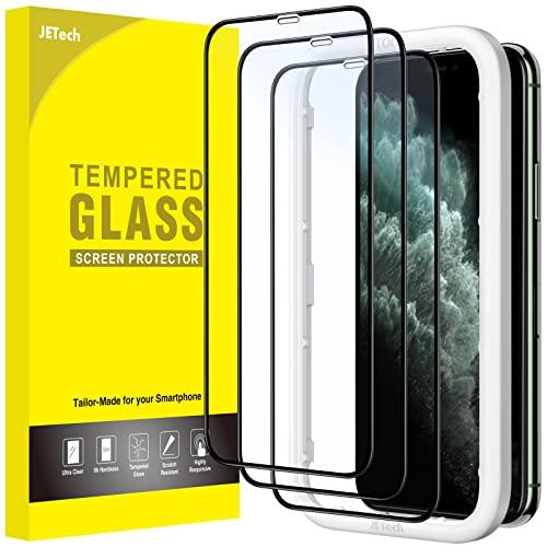 JETech Pellicola Protettiva a Copertura Totale per iPhone 11 Pro/iPhone X/iPhone XS 5,8 Pollici, Bordo Nero Vetro Temperato Completa Film con Strumento di Installazione Facile, Pacco da 3