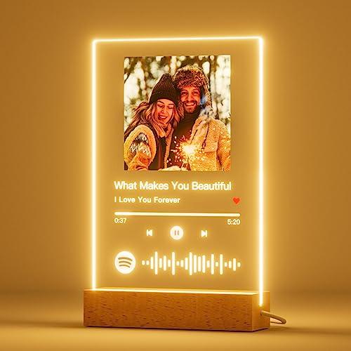 iDIY Targa Spotify personalizzato - Piatto Spotify con foto e luce, regalo originale per compleanno, San Valentino, uomini, donne, coppie, anniversari, Natale, 22X15cm