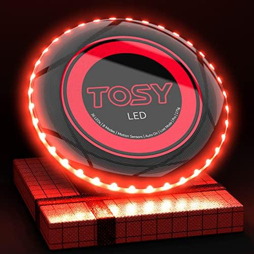 TOSY Disco volante - 16 milioni di colori RGB o 36 LED, estremamente luminoso, modalità intelligenti, illuminazione automatica, ricaricabile, compleanno, regalo di Natale per bambini, frisbee da 175 g