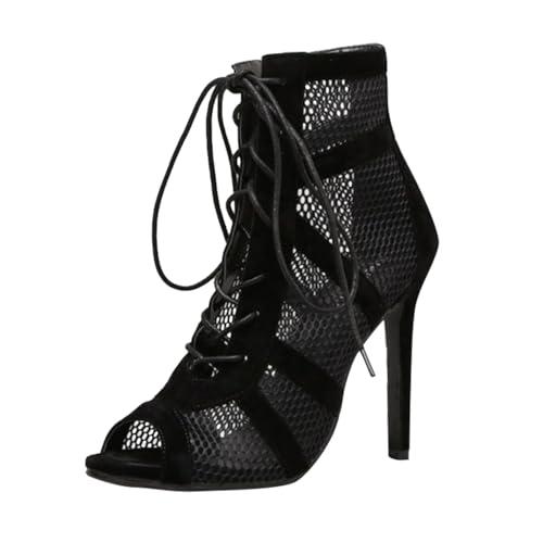 Scarpe da Ballo Donna - Tacchi Heels Dance Donna Sexy 7-10cm Scarpe con Tacco Eleganti Heels Dance Shoes Decollete Tacco Alto Punta Aperta con Lacci