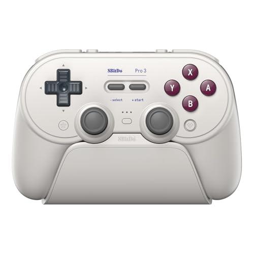 8Bitdo Pro 3 Bluetooth Controller for Switch/Switch 2 – TMR Joysticks, Swappable ABXY Buttons, Pro Back Buttons, Charging Dock, Hall Effect Triggers, for Windows, Apple, SteamOS, Android - G Classic