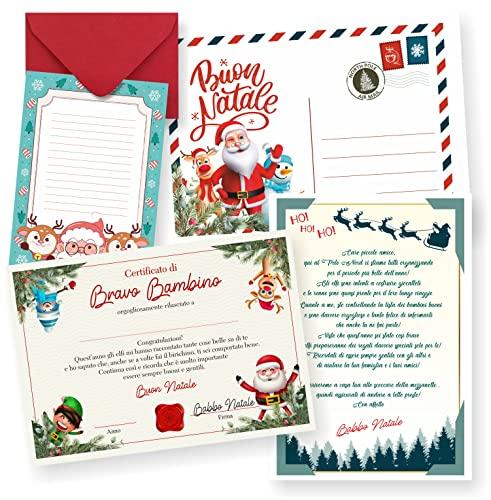 GHIBLI Letterina a Babbo Natale + lettera di risposta + Certificato Natalizio Bravo Bambino con nome bimbo personalizzato da scrivere a mano + buste + adesivi. In italiano. Idea regalo originale
