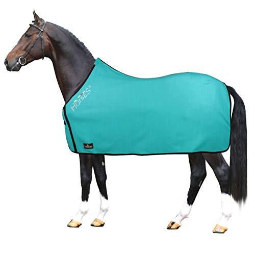 Horses, Coperta per Cavallo in Pile, Modello Basic, Morbida e Comoda, ideale per Trasporto e Dopo Lavoro, Turchese 128 cm