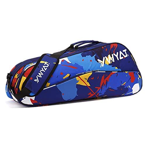 Unistrengh Borsa per racchette da badminton Borsa impermeabile per racchette da tennis Borse a tracolla singole da 3 a 6 racchette Tote Pack (Graffiti blu)
