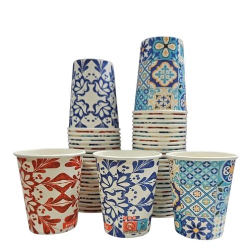 Terryshop74 Kit 100 bicchieri XXXL 250 ml in carta per bevande calde e fredde cappuccino the birra bibite (Maiolica)