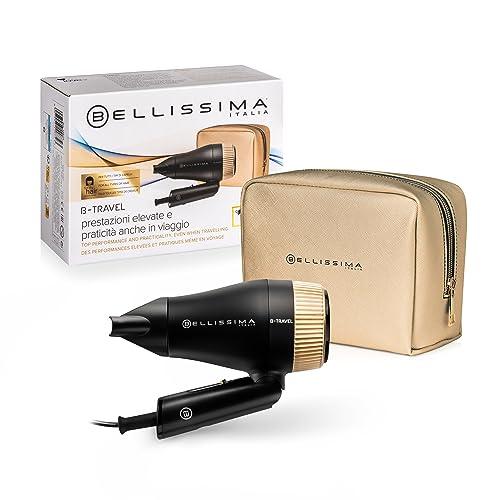 Bellissima Imetec B-Travel Asciugacapelli da Viaggio, Portatile e Compatto, 1400 Watt, Manico Pieghevole, Concentratore di Precisione, 2 Combinazioni Aria/Temperatura, Custodia da Viaggio, Idea Regalo