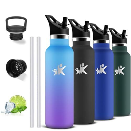Borraccia 750 ml, Borraccia Termica Senza BPA, Borracia con Cannuccia, Senza Perdite, Bottiglia Termica, Isolato Sottovuoto, Borracce Termiche per Campeggio, Viaggio, Corsa, Fitness, Palestra